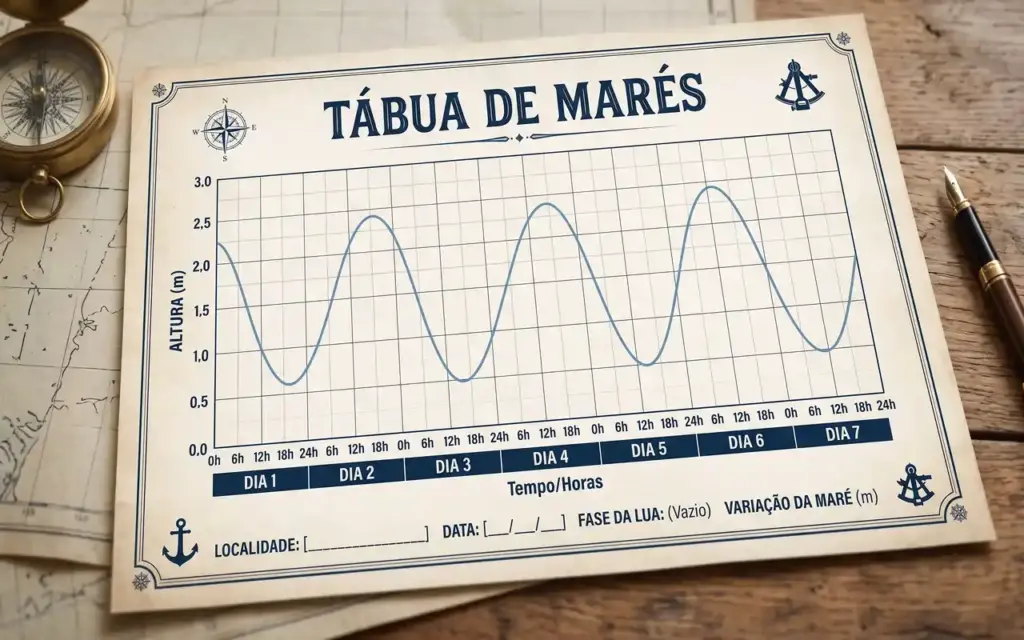 Diagrama explicativo sobre maré alta e maré baixa